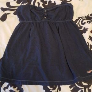 Strapless navy blue shirt